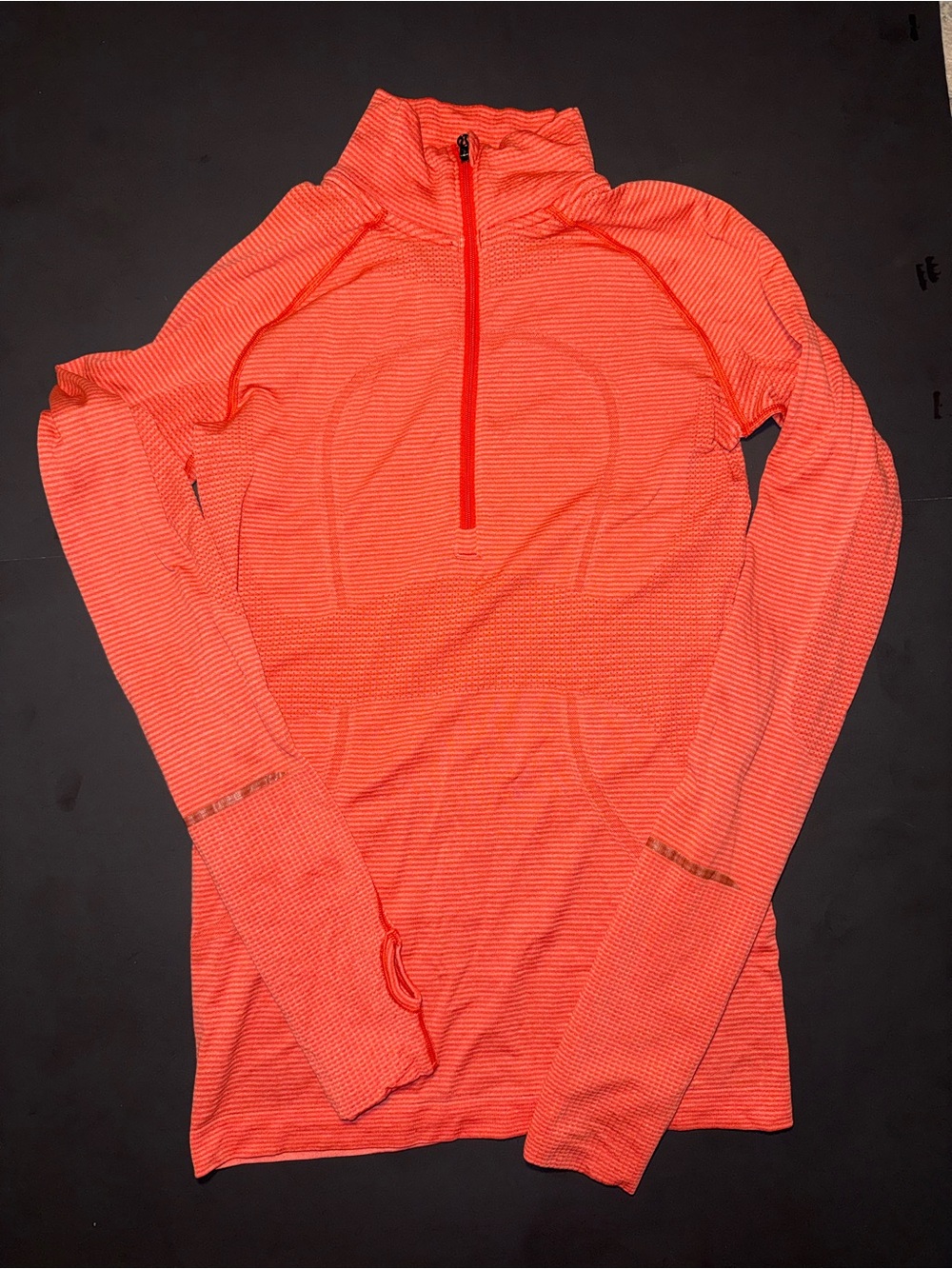 lululemon athletica Coral-Orange Quarter-Zip Long-Sleeve Pullover